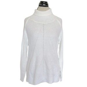 Womens Sweater High Neckline Mock Turtleneck Thick Knit White Size XL